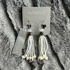 Amy Kahn Russell Sterling Silver Black Pave Crystal Pearl Tassel Earrings